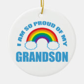 私の孫誇りを持ったのレインボークリスマス セラミックオーナメント (正面)