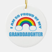 私の孫誇りを持ったのレインボークリスマス セラミックオーナメント (正面)