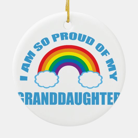私の孫誇りを持ったのレインボークリスマス セラミックオーナメント (裏面)