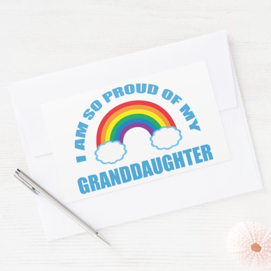 私の孫誇りを持ったの虹の孫の親の 長方形シール (封筒)