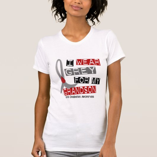 私の孫37のための糖尿病Iの衣服の灰色 Tシャツ (正面)