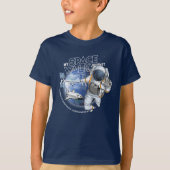 私の宇宙遊泳の旅 (ダークモード) | キッズ Tシャツ (正面)