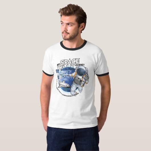 私の宇宙遊泳の旅 | メンズ リンガーTシャツ Tシャツ (正面フル)
