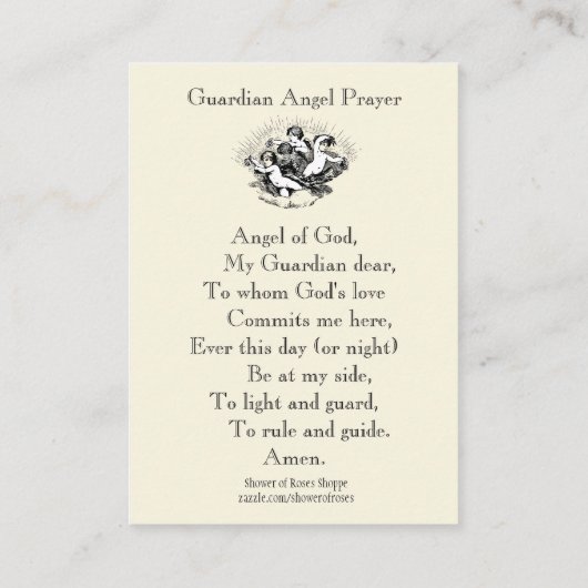 私の守り神神聖なカードへの祈りの言葉 名刺 (裏面)