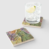 私の守護天使トラバーチンタイル ストーンコースター (横)