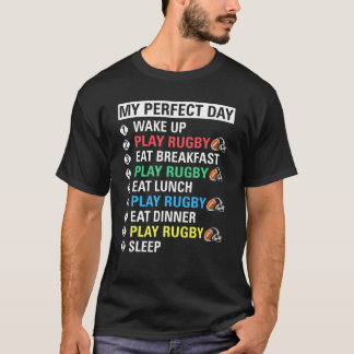 私の完璧なデイ遊ラグビークール選手 Tシャツ