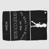 私の実在人生はゴルフ場で始まる ゴルフタオル (横)