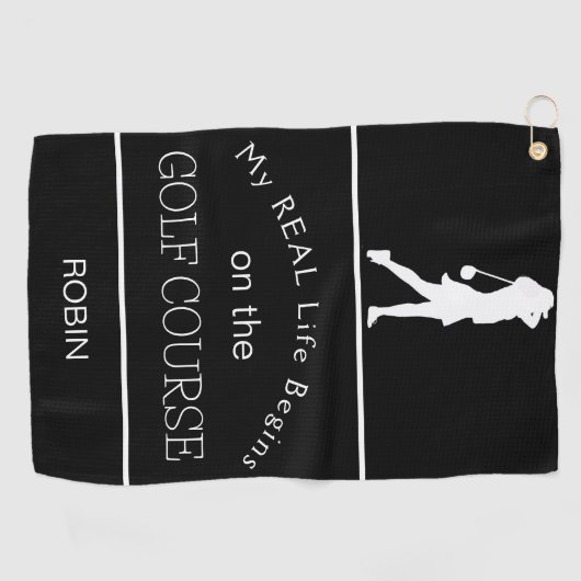 私の実在人生はゴルフ場で始まる ゴルフタオル (横)