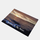 私の家の日没への歓迎 ドアマット (アングル)