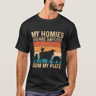 私の家は私のプレートレトロビーガン恋人から安全である Tシャツ