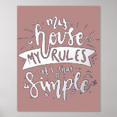 私の家は私のルールおもしろいママ引用文 箔ポスター (正面)