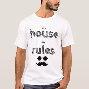 私の家は私のルールは口ひげと眼鏡のスケッチ Tシャツ