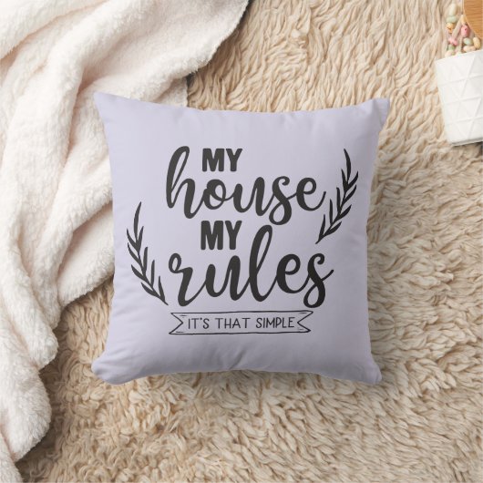 私の家は私のルール単語のアートおもしろい クッション (ブランケット)