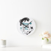 私の家は、私の猫と犬の家です ラウンド壁時計 (ホーム)