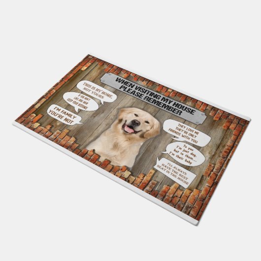 私の家を訪れる時はゴールデンリトルを思い出しなさい ドアマット (アングル)