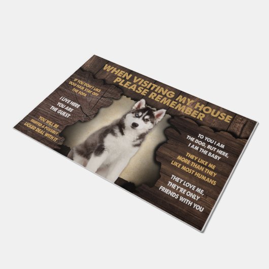 私の家を訪れる時はハスキーを思い出して ドアマット (アングル)
