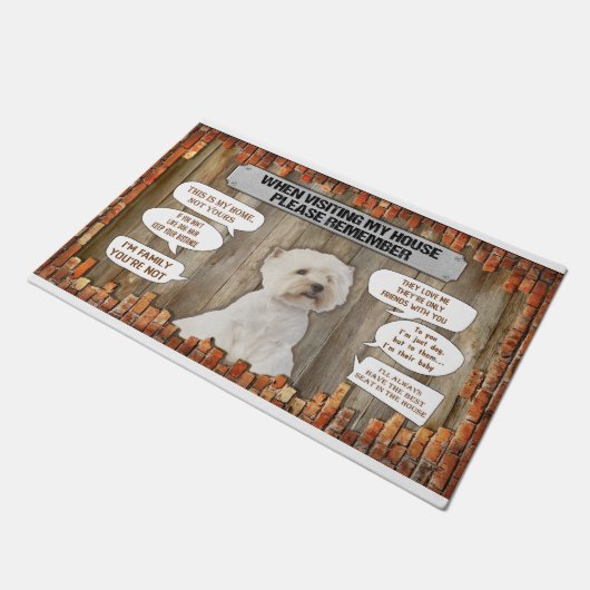 私の家を訪れる時はホワイトテリを思い出しなさい ドアマット (アングル)