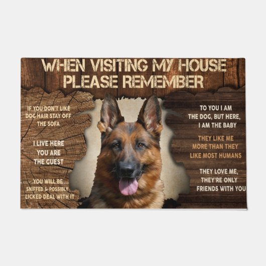 私の家を訪れる時は忘れないでね、ドッグマット ドアマット (正面)