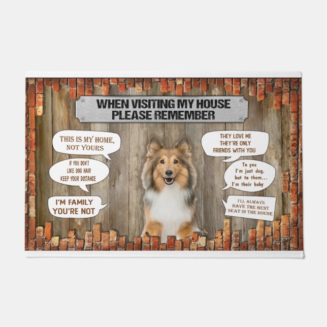 私の家を訪れる時は、Shetland Shを思い出して ドアマット (正面)