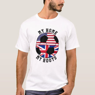 私の家ルーツ王国統一された旗サッカー Tシャツ