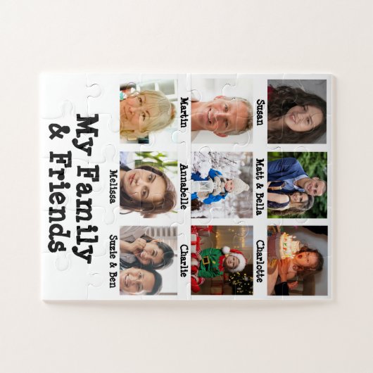 私の家族と友人の名前と写真の白の認知症 ジグソーパズル (横)