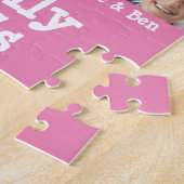 私の家族と友人の名前&フォトピンク認知症 ジグソーパズル (側面)