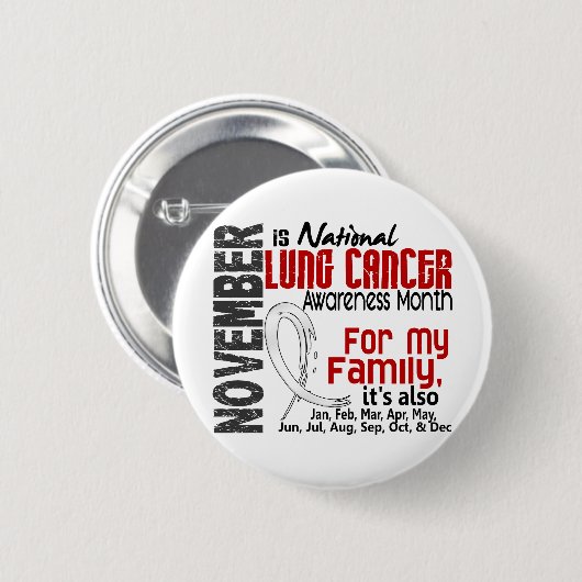 私の家族のための肺癌の認識度月 缶バッジ (正面&裏面)
