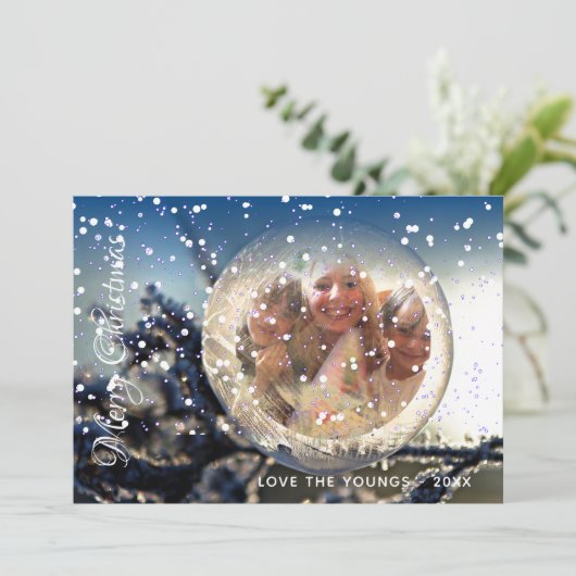 私の家族のクリスマス　写真カード　スノーグローブマジック シーズンカード (スタンド正面)