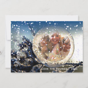 私の家族のクリスマス 写真カード スノーグローブマジック シーズンカード