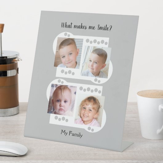 私の家族の写真は白と灰色 台座サイン (インサイチュ)