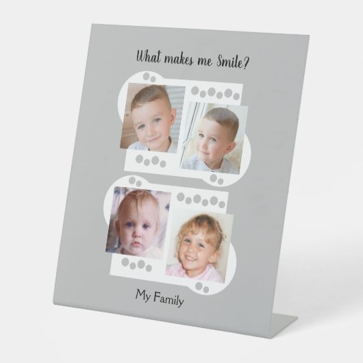 私の家族の写真は白と灰色 台座サイン (正面)