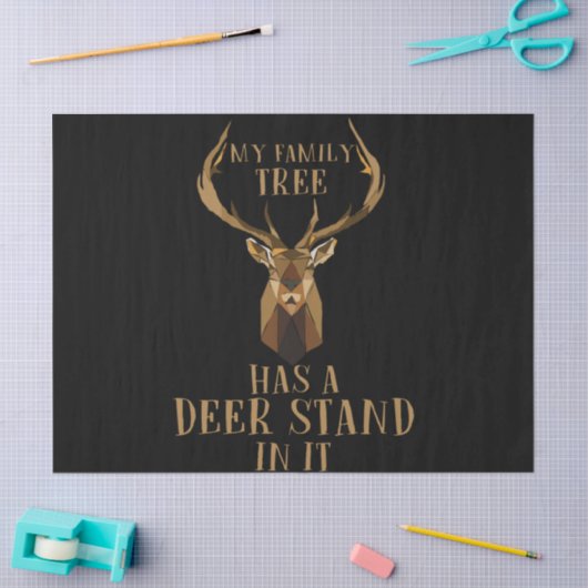 私の家族の木には鹿のスタンドがある狩り 薄葉紙 (クラフト)