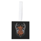 私の家族の木は鹿のスタンドを持っている狩り キューブオーナメント (正面)