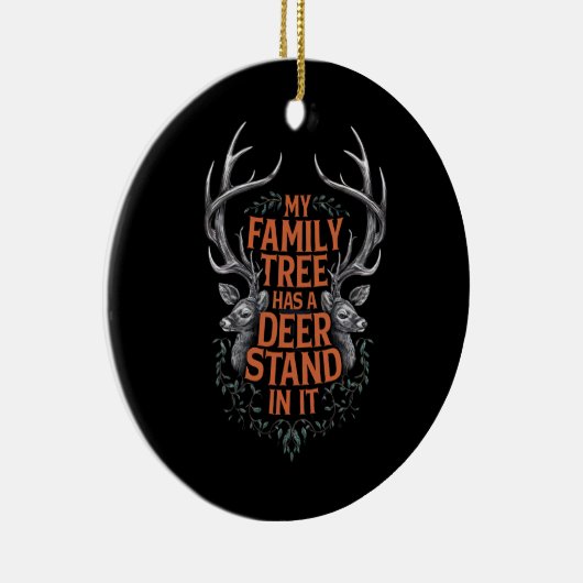 私の家族の木は鹿のスタンドを持っている狩り セラミックオーナメント (右)