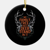 私の家族の木は鹿のスタンドを持っている狩り セラミックオーナメント (正面)