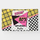 私の家族の黄色い格子模様90年代の誕生日とローリン 横断幕 (横)