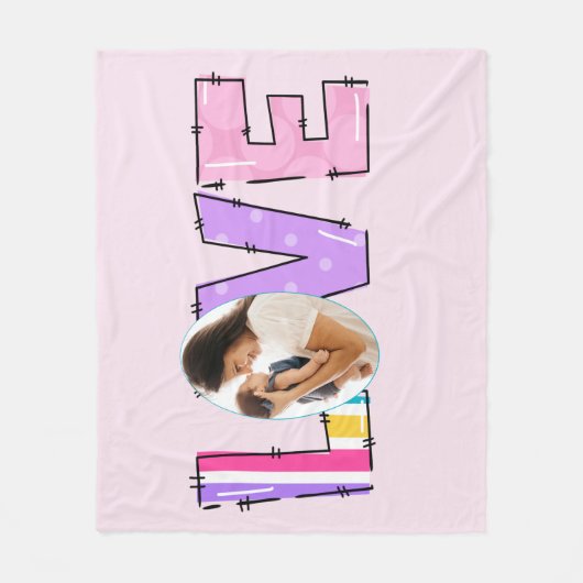 私の家族への愛 | 自分の写真を作成する フリースブランケット (正面)