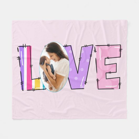 私の家族への愛 | 自分の写真を作成する フリースブランケット (正面(横))