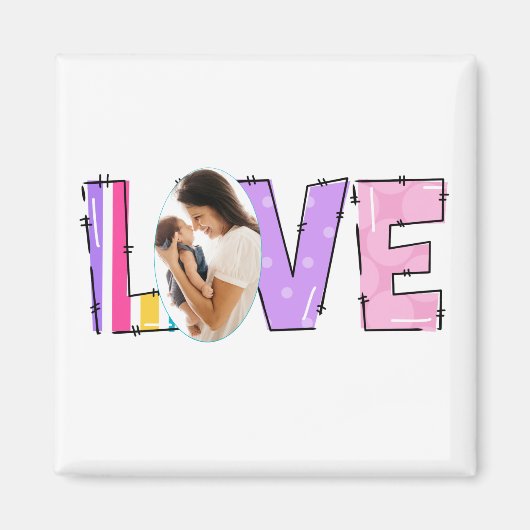 私の家族への愛 | 自分の写真を作成する マグネット (正面)