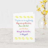 私の家走の足跡の三つ子 カード (黄色い花)