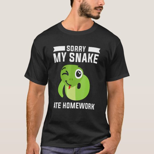 私の宿題の食べPythonヘビごめんなさい Tシャツ (正面)