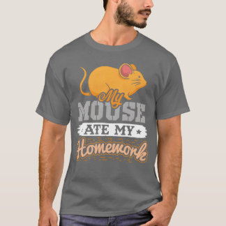 私の宿題をネズミが食べちゃった 面白い80年代の女の子 Tシャツ