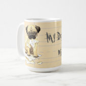 私の宿題食べをパグ コーヒーマグカップ (正面左)