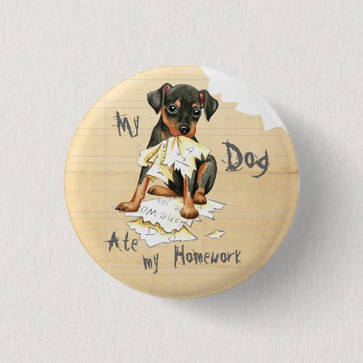 私の宿題食べをピン留めする 缶バッジ (正面)