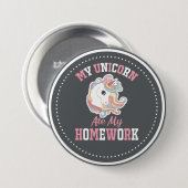 私の宿題食べを一角獣 缶バッジ (正面&裏面)