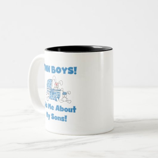 私の対の息子のTシャツおよびギフトについて尋ねて下さい ツートーンマグカップ (正面左)