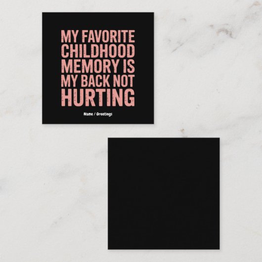 私の小お気に入りのさい頃の記憶、私の背中を傷つけていない スクエア名刺 (正面/裏面)