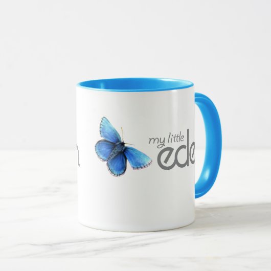 私の小さいエデンの青い蝶マグ マグカップ (正面右)