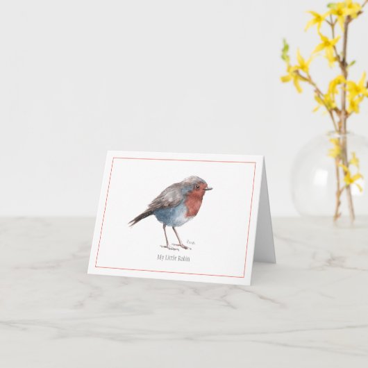 「私の小さいロビン」の挨拶状 カード (黄色い花)