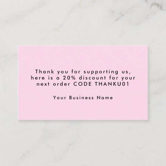 私の小さい子を支えてくれてありがとう 名刺 (裏面)